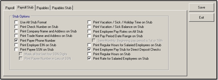 Payroll stub tab 2019